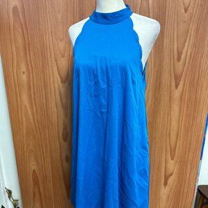 Loveriche Blue Sleeveless Mini Dress High Neck Tie Bow M Medium Spring Easter